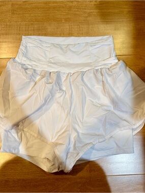 White Workout Flowy Shorts with Built in Spandex